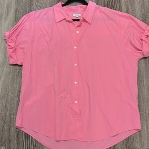 Rails Jojo bright pink short sleeve button down blouse
